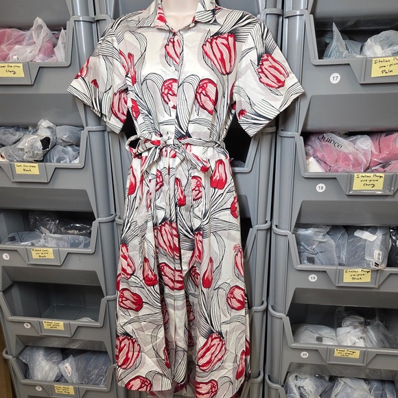 BROOKS BROTHERS Button Down Collar Dress Floral Women’s 8 6306 - Picture 3 of 8